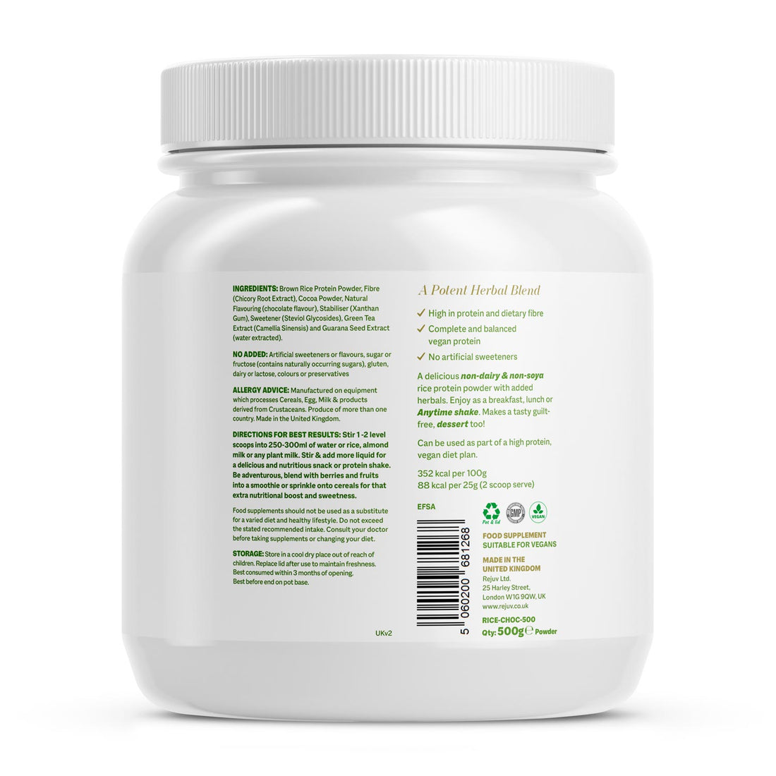 Rejuv Rice Protein Burn Chocolate Flavour (500 g)